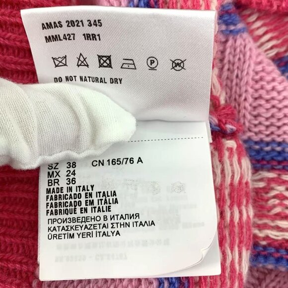 Miu Miu Pink & Purple Striped Knit Wool Sweater With Heart Motif Womens Size 38 - Picture 8 of 8